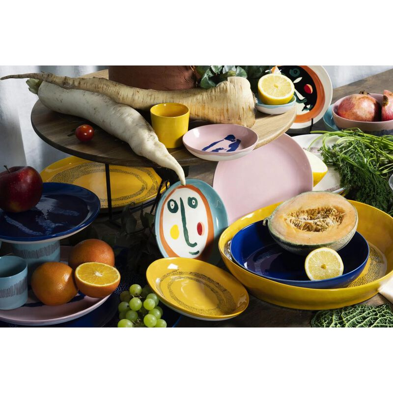 Ottolenghi Feast High Plate Lapis Lazuli Swirl Stripes White Set Of 2 image number 1